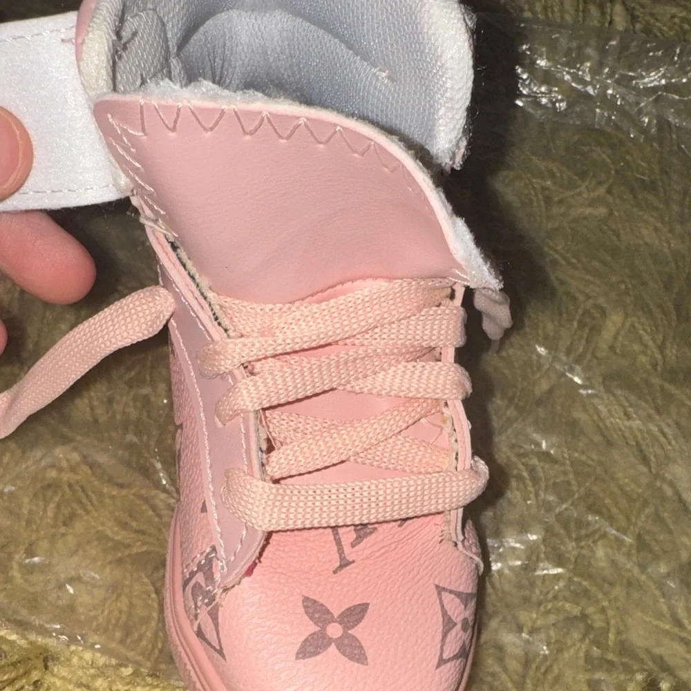 Kids Pink Monogram Sneakers - Picture 8 of 11